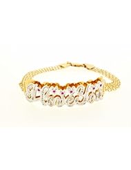 14K Yellow Gold "I Love You" Bracelet w/ Diamond Accents