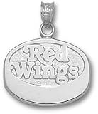 Detroit Red Wings Solid Sterling Silver ''RED WINGS'' Puck Pendant