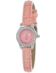 Invicta Womens 13659 Angel Pink Dial Crystal Accented Pink Leather Watch