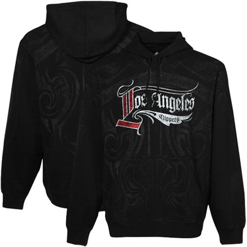 NBA adidas Los Angeles Clippers Black All Over Print Hoody Sweatshirt (X-Large)