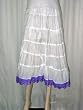 Friendship Gift - White Cotton Tiered Skirts with Adjustable Waist Purple Lace 32 Inch Length