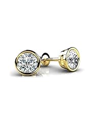 0.10 ct. tw Round Diamond Bezel Stud Earrings - G-H SI1 - 18 Kt. Yellow Gold