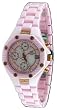 Oniss #ON8201-LRG Women's Rose Gold Trim Multi Function 3 Dial Display Pink Ceramic Watch