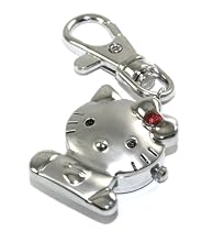 Cute Kitty Red Bow Key Chain Locket Watch with Purse Clip