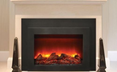 Deep Insert Electric 34" Fireplace with Black Steel Surround & Overlay