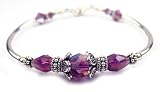 Amethyst February Birthstone Bracelets Handmade in .925 Sterling Silver with Swarovski Crystal Birthstones