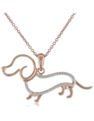 18k Rose Gold Plated Sterling Silver Diamond Dog Pendant Necklace (0.05 cttw, I-J Color, I2-I3 Clarity), 18"