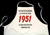Produkt-Bild: Wei&szlig;e Koch- Sch&uuml;rze: Mit dem &auml;lter werden ist es wie mit Wein - es muss der richtige Jahrgang sein: 1951 (Latzsch&uuml;rze)