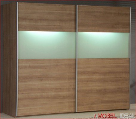 Schwebetürenschrank 'Juli' in Noce Milchglas 180cm Breit