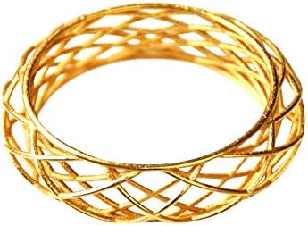 3D Printed Metal Bracelet "Circles", Sleek, Goldplated Matte