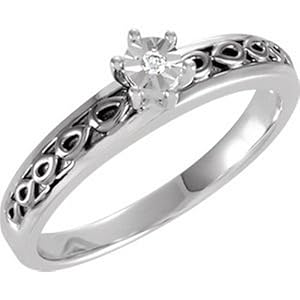 IceCarats Designer Jewelry Sterling Silver Wedding Band Ring. Size 9 .015 Ctw Engagement Ring