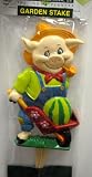 Wheelbarrow Pig Garden Stake
