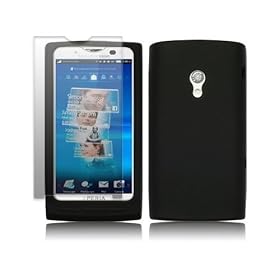 Sony Ericsson Xperia X10 New Black Soft Silicone Case & Screen Protector Kit - From UK Emporium