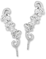 The Ear Pin Sterling Silver Hawaiis Plumeria Triple Flowers Earrings