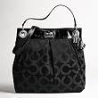 Coach Signature Madision Op Art Large Hippie Shoulder Bag Tote Black