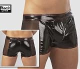 Mens Black PVC Boxer Shorts X-Large