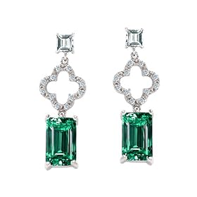 Buy 7.50 cttw 925 Sterling Silver 14K White Gold Plated Lab Created Emerald Cut Emerald Earrings by Finejewelers
