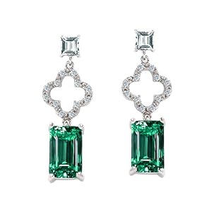 Buy 7.50 cttw 925 Sterling Silver 14K White Gold Plated Lab Created Emerald Cut Emerald Earrings by Finejewelers