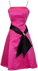50's Style Satin Prom Gown Holiday Party Cocktail Bridesmaid Dress with Black Sash