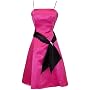 50's Style Satin Prom Gown Holiday Party Cocktail Bridesmaid Dress with Black Sash
