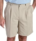 IZOD Men's XFG Microsanded Double Pleated Short, Khaki, 32 Waist