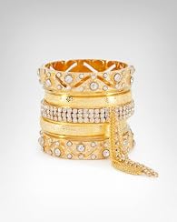 Crystal Cutout Fringe Bangle Set
