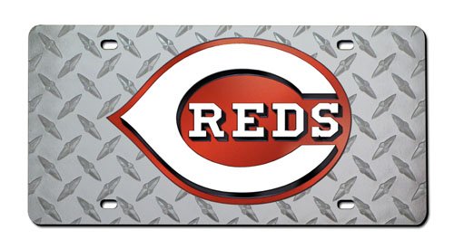Cincinnati Reds Diamond License Plate Laser Tag