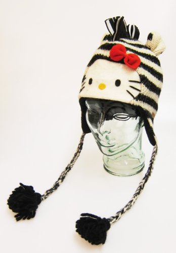 Sale Hello Kitty Zebra Animal Knit Pilot Hat
