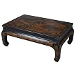 Handmade Oriental Furniture - 44" Antique Style Black Leather Heirloom Mandarin Coffee Table