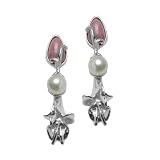 Fritz Casuse Sterling Silver, Rhodonite and Pearl Calla Lily Earrings