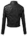 J.TOMSON Women's Faux Leather PU Moto Zip Up Jacket