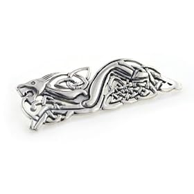 Sterling Silver Celtic Knot Wolf Animorphic Beast Pin Brooch