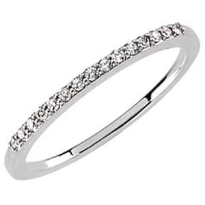 14K White Gold Slim Diamond Wedding Band