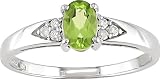 10K White Gold .06 ctw Diamond and Peridot Ring
