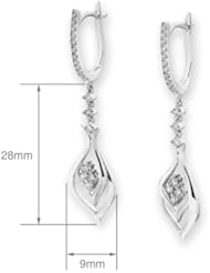 (X1000Diamond) 18K/750 White Gold Clover Cluster Diamond Accent Dangling Earring (0.37 cttw, G-H Color, VS2-SI1 Clarity)