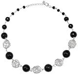 Black Resin Sterling Silver Necklace