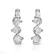 Three-stone Earrings With 0.55ctw Genuine Clean Diamonds in 14K White Gold Length 15mm