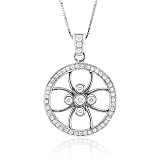 41UzfLJejHL. SL160  14k White Gold 4 Leaf Clover Diamond Pendant Necklace