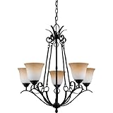 Quoizel JF5005HD Jennifer 5-Light Chandelier with Amber Marble Sunset Glass, Hartford Bronze