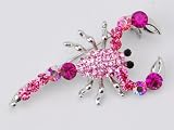 Hot Fuchsia Rose Pink Rhinestone Crystal Pincer Claw Scorpio Scorpion Pin Brooch