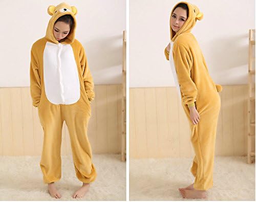 Haicos Adult Coral Fleece Unisex Rilakkuma Onesies Kigurumi Animal Pajamas Cosplay Costume Sleepwear (Medium)