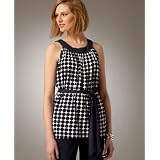 AK Anne Klein Dot-Print Sleeveless Belted Top at Anne Klein