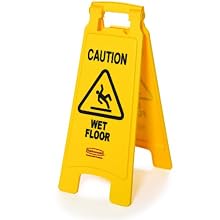 Rubbermaid Commercial FG611277 Yellow Two-Sided Floor Sign with Caution Wet Floor Imprint