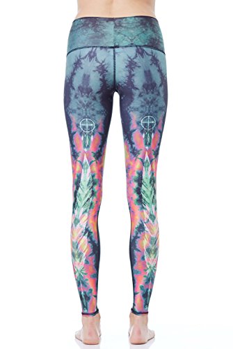 Teeki Green Eagle Feather Hot Pant Yoga Leggings