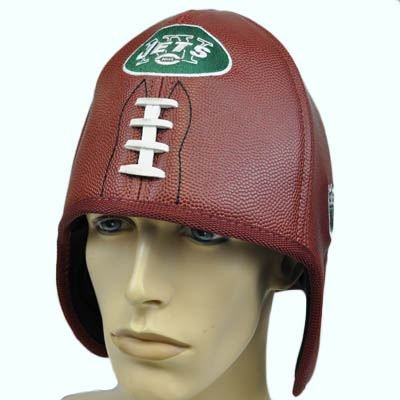 NFL New York NY Jets Reebok Faux Leather Football Shaped Hat Cap Helmet Head