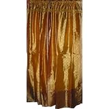 SilkSariDrapes-2BrownPanelDecorativeDraperyWindowTreatment