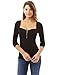 PattyBoutik Women's Square Neck Zip Front Empire Waist Blouse