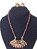 Jewelry Set Gold Red Meenakari Pendant Red Green Beads Indian Thewa Jewellry