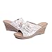Alexis Leroy Women's Floral Pattern Hollow-out Wedge Backless Slippers Sandals Shoes