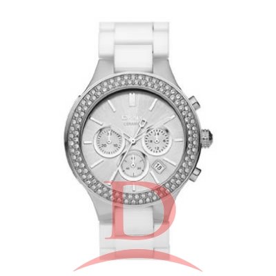 DKNY Ceramic Chronograph Silver Dial Women